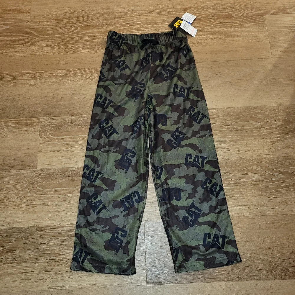 Caterpillar Kids Boys Green Camo Flame Resistant Pajama Pants 10 New